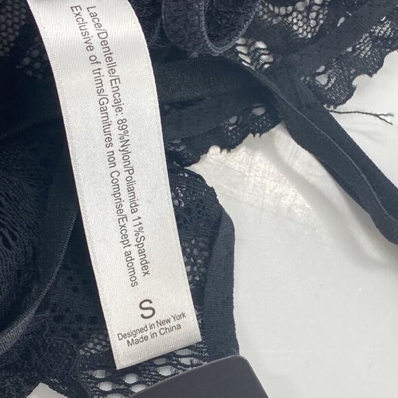 Adore Me Bra Set Womens Small Black Floral Lace Racerback Stretch Sheer Panty - Picture 7 of 8